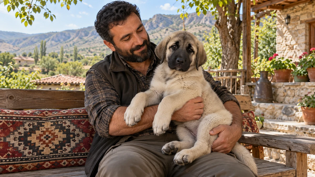 Kangal köpek — sahibinin kucağında